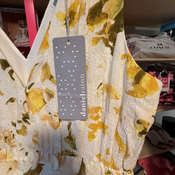 Daniel Rainn Yellow and Cream Floral Midi Dress Medium Petite NWT - Picture 5 of 7
